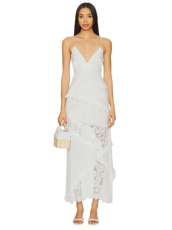 For Love And Lemons Dresses & Skirts - For Love & Lemons Rosalyn Maxi Dress in White Small New Womens Lace Gown